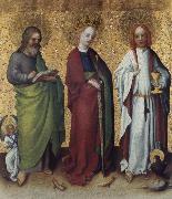 Stefan Lochner Saints Matthew,Catherine of Alexandria and John the Vangelist Norge oil painting reproduction